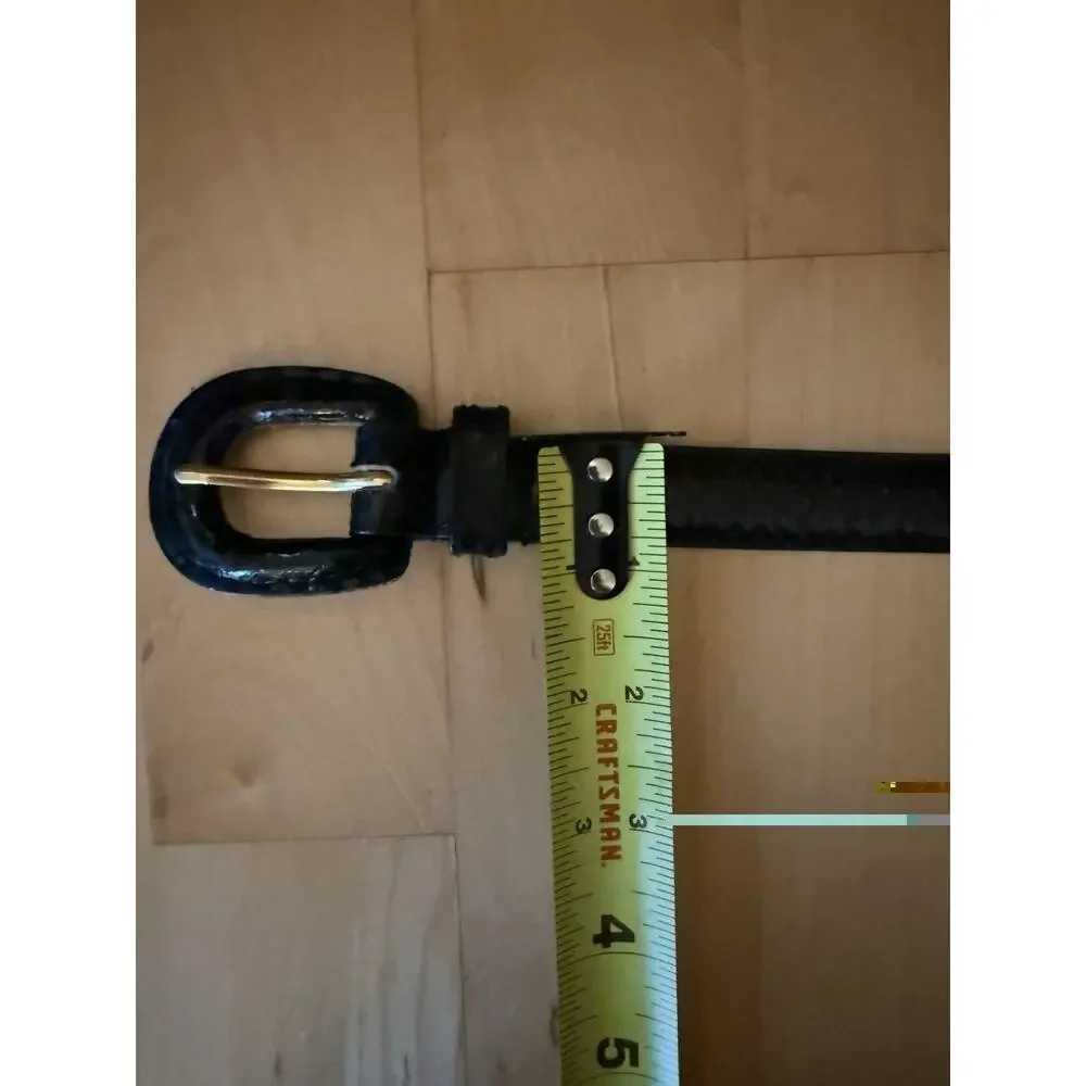 VTG Genuine Snakeskin Black Leather Belt M